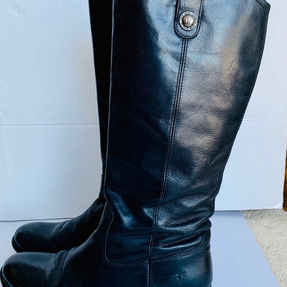 Frye Black Leather Melissa Riding Boots Size 7.5 - Picture 3 of 8